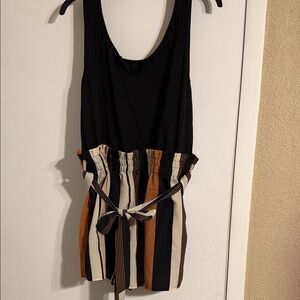 Source Unknown Black and Striped Jumpsuit